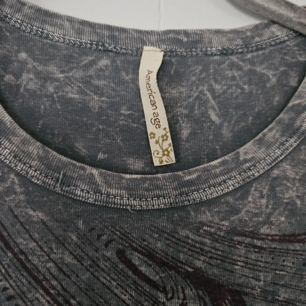 Cross Graphic T-Shirt Women Large Charcoal Wash Short sleeve Grunge - Picture 4 of 7